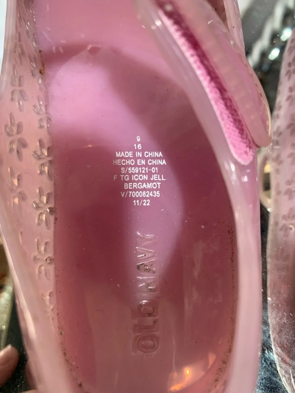 Old Navy Pink Jelly Mary Jane Sandals with Bow Accents
